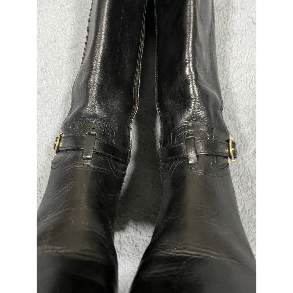 Tory Burch Nadine Womens Sz 7M Black Leather Knee High Tall Riding Boots Luxury - Picture 5 of 14